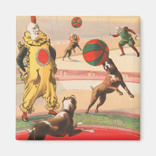 Imán Poster Circus Mostrando Payasos Con Perros Interpr