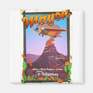 Imán Póster de aventura del volcán Mayon Filipinas