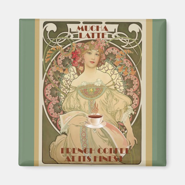 Imán Poster de café de época (Frente)