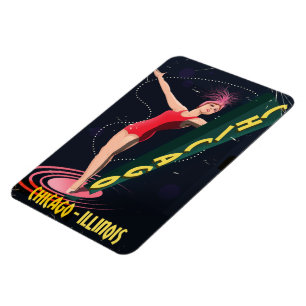 Imán Poster de Chicago Illinois Vintage TRAVEL