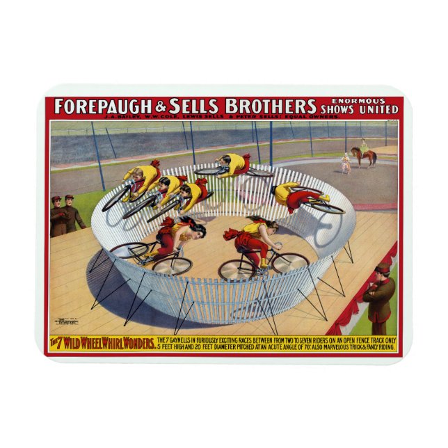 Imán Poster De Circo De Las Siete Gaynells En Bicicleta (Horizontal)