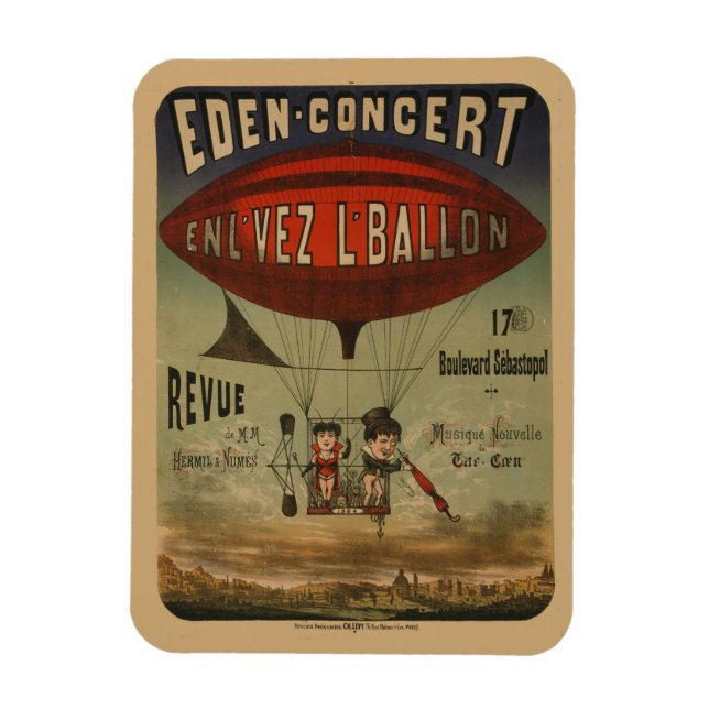 Imán Poster De Circo Francés De Dos Artistas En Aeronav (Vertical)