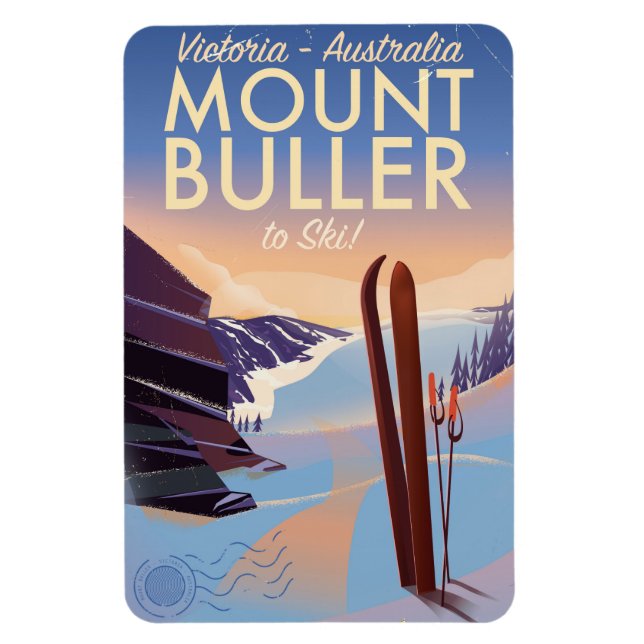 Imán Poster de esquí antiguo Mount Buller Australia (Vertical)