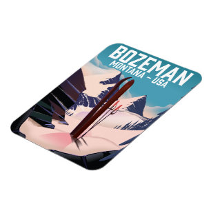 Imán poster de esquí Bozeman Montana