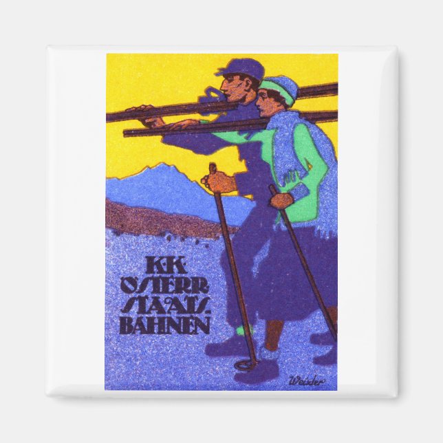 Imán poster de esquí de Austria 1910 (Frente)