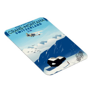 Imán poster de esquí de crans montana
