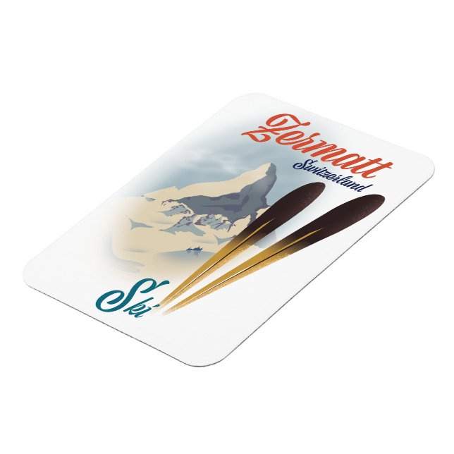 Imán Poster de esquí de época de Zermatt Suiza (Lado Izquierdo)