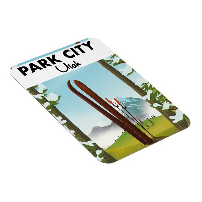 Imán Poster de esquí de Park City Utah (Lado Derecho)