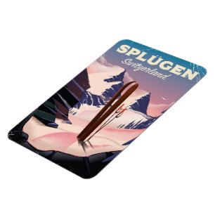 Imán poster de esquí de splügen Suiza