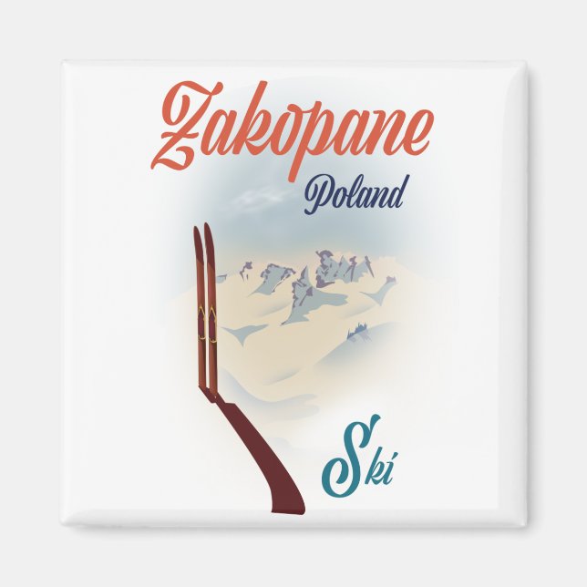 Imán Poster de esquí de Zakopane Polonia (Frente)