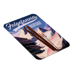 Imán Poster de esquí Folgefonna norway.