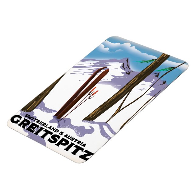 Imán Póster de esquí Greitspitz Suiza y Austria (Lado Izquierdo)