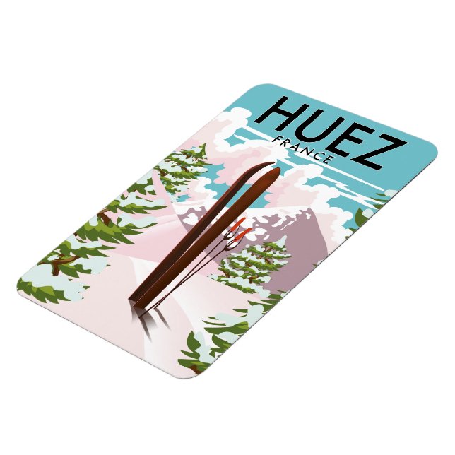 Imán Poster de esquí Huez France Retro (Lado Izquierdo)