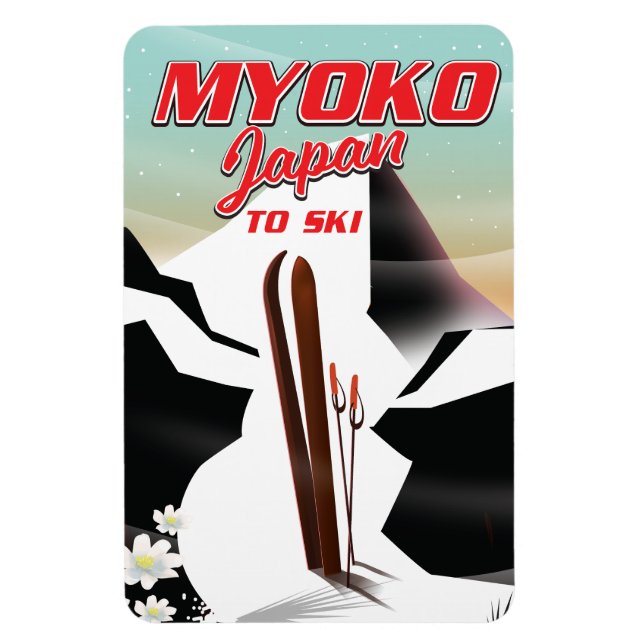 Imán póster de esquí myoko japón (Vertical)