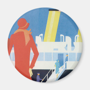 Imán Poster de ferry belga Art Deco