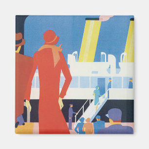 Imán Poster de ferry belga Art Deco