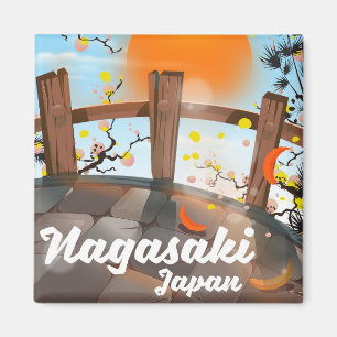 Imán Póster de flor japonesa de Nagasaki.
