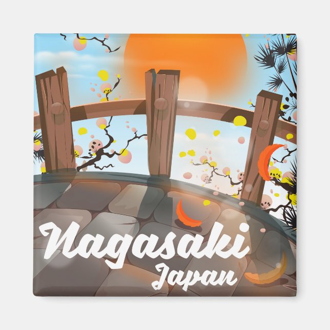 Imán Póster de flor japonesa de Nagasaki. (Frente)