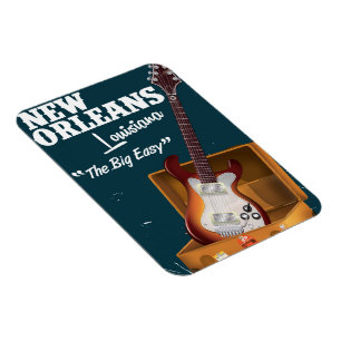 Imán Poster de guitarra eléctrica de Nueva Orleans Loui