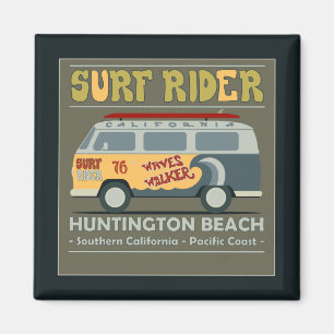 Imán Poster de Huntington Beach del jinete de la resaca