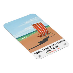 Imán Póster de la costa de Morecambe South Beach Lancas