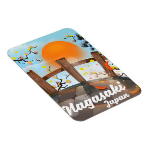 Imán Poster de la flor japonesa de Nagasaki.