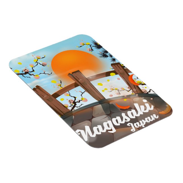 Imán Poster de la flor japonesa de Nagasaki. (Lado Derecho)