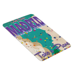 Imán Poster de las vacaciones del vintage de Madrid,
