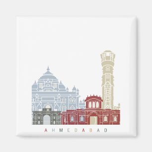 Imán Poster de línea aérea de Ahmedabad