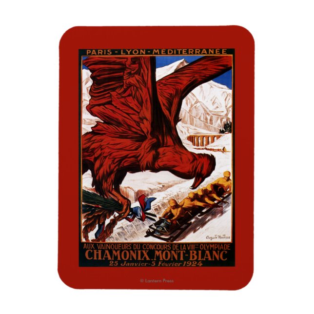 Imán poster de los Juegos Olímpicos de Invierno de 1924 (Vertical)