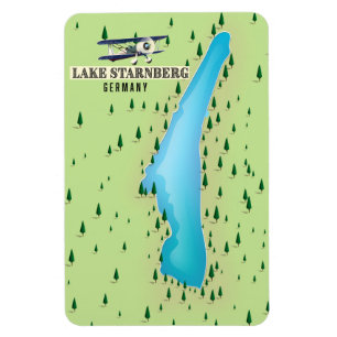Imán Póster de mapa de estilo vintage del lago Starnber