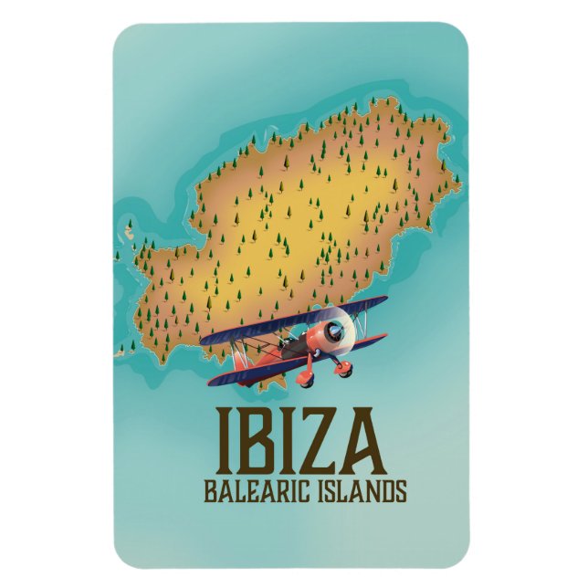 Imán Poster de mapa de las islas Baleares de Ibiza (Vertical)