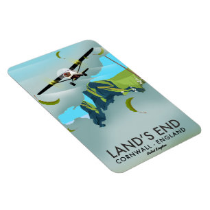 Imán Póster de mapa de viaje de Land's End Cornwall