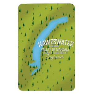 Imán Póster de mapa de viaje del embalse de Haweswater.