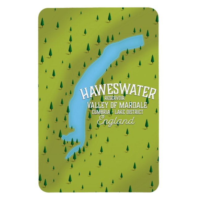 Imán Póster de mapa de viaje del embalse de Haweswater. (Vertical)