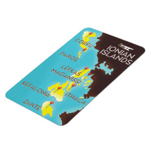 Imán Poster de mapas de las islas Jónicas.