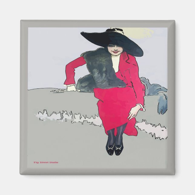 Imán Poster de moda de época, añadir texto (Frente)