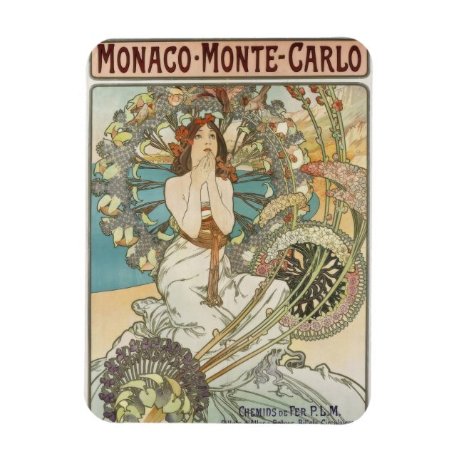 Imán Poster de Mont-Carlo por Alphonse Mucha (Vertical)