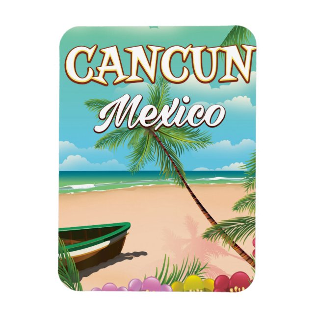 Imán Poster de playa de Cancún México (Vertical)