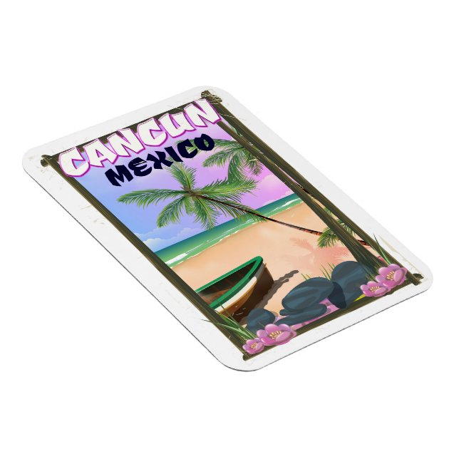 Imán Poster de playa de Cancún México. (Lado Derecho)
