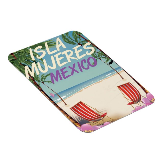 Imán Póster de playa Isla Mujeres México (Lado Derecho)