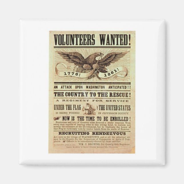 Imán Poster de reclutamiento de guerra civil (Frente)