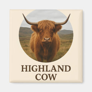 Imán Póster de retrato de vaca de las Highlands con "Va