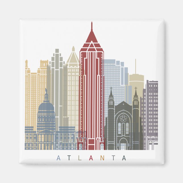Imán Poster de skyline de Atlanta (Frente)