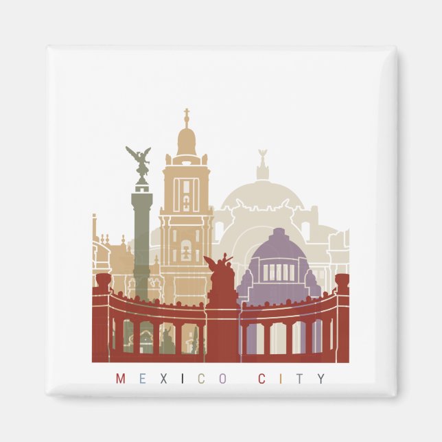 Imán Poster de skyline de Ciudad de México (Frente)