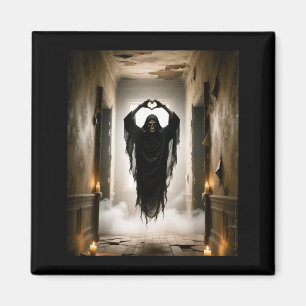 Imán Póster de terror de fantasma divertido corazón man