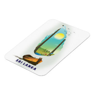 Imán Poster de turismo de mapas ilustrado de Sri Lanka.