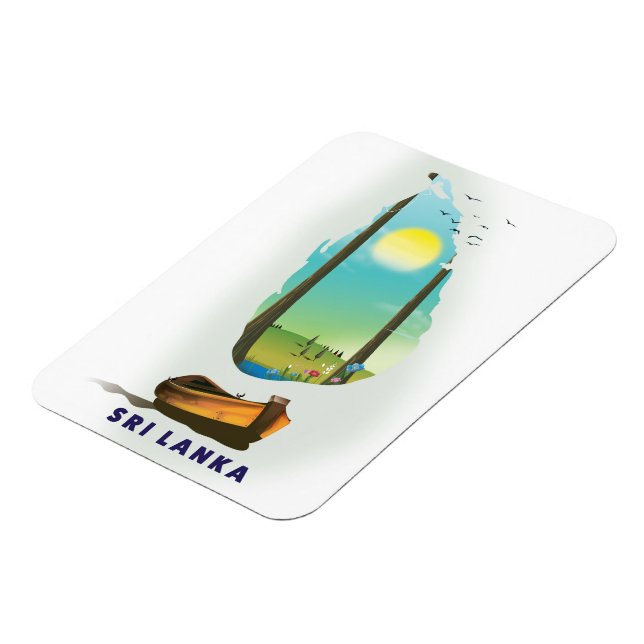 Imán Poster de turismo de mapas ilustrado de Sri Lanka. (Lado Izquierdo)