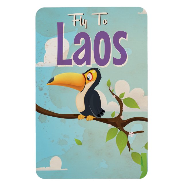 Imán Poster de vacaciones de Laos Vintage (Vertical)