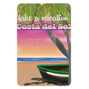 Imán Póster de vacaciones de playa vintage en Mallorca,